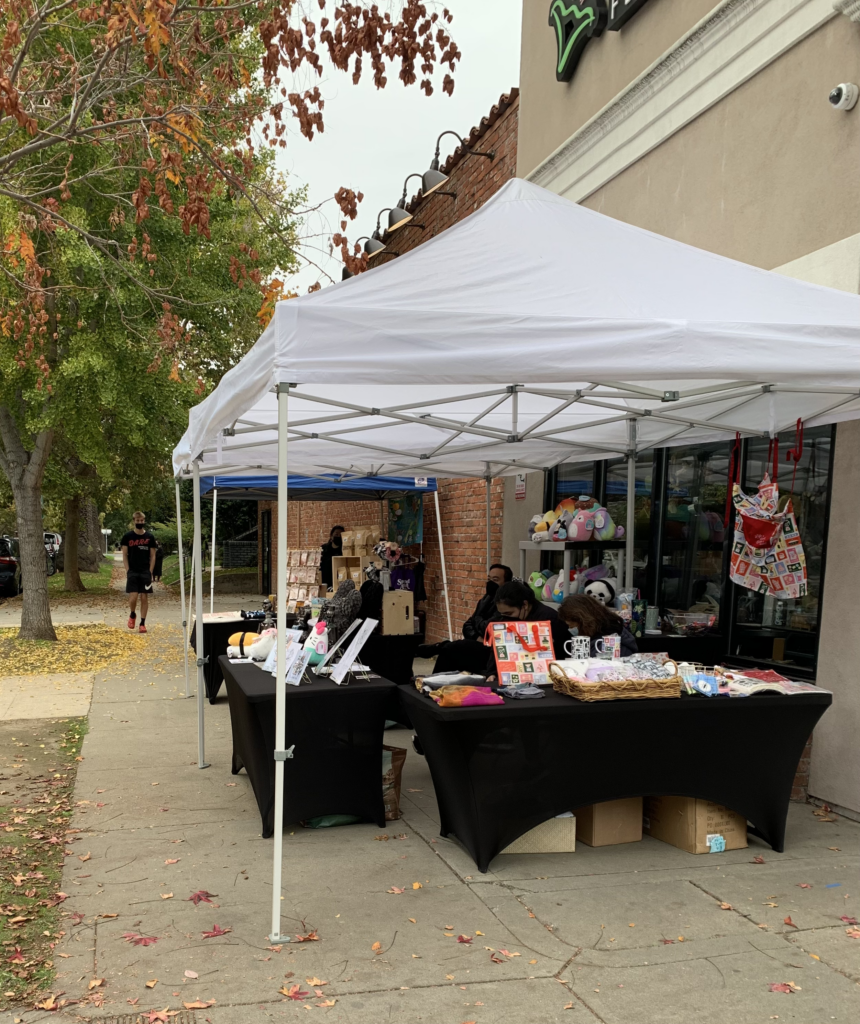 Pop-up tents outside The Creative Space in Sacramento